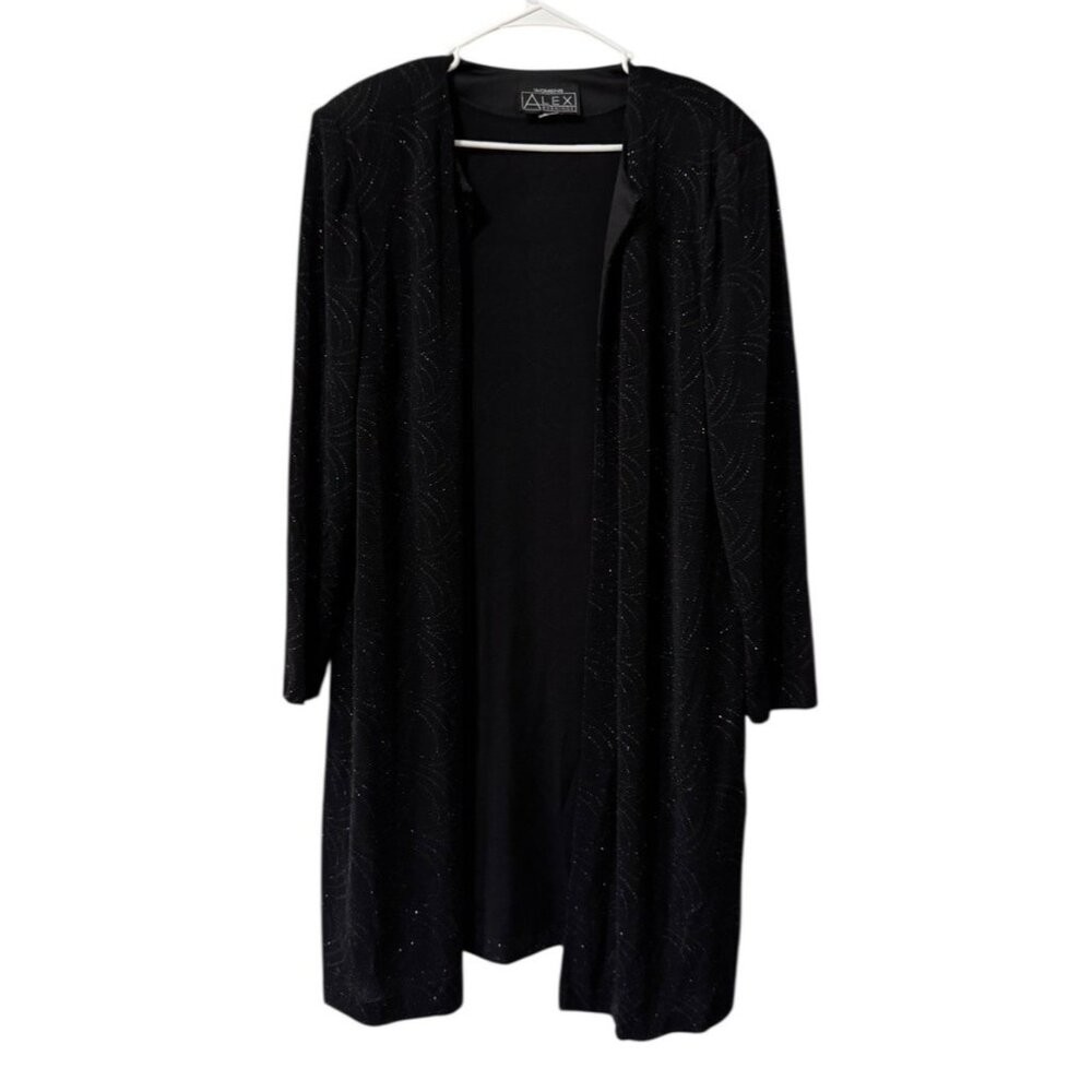 Alex Evenings Black Sparkle Tank Cardigan Set Size 2X Stretch Formal Wedding